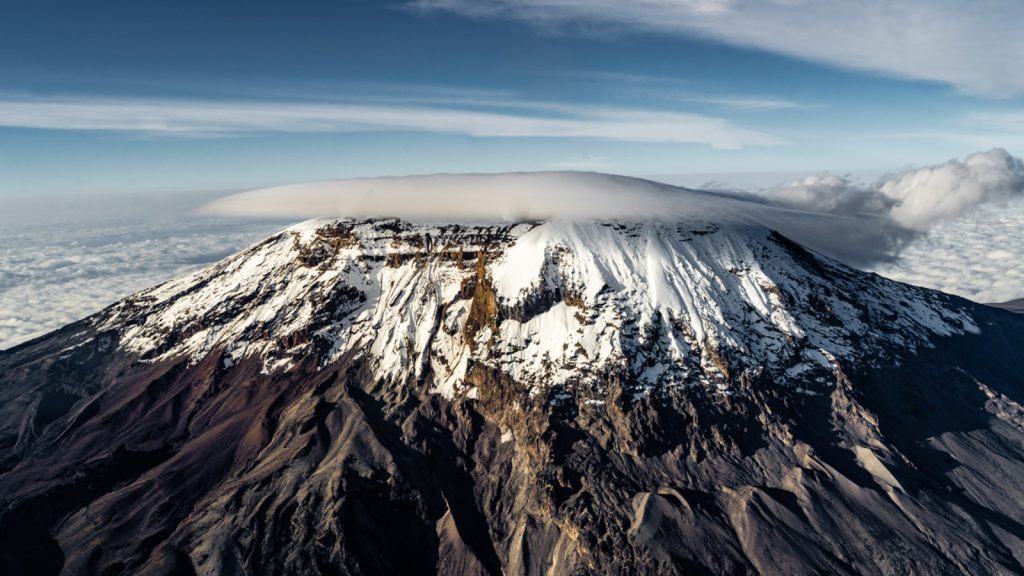 Kilimanjaro Mountain Aerial View during rowland safaris